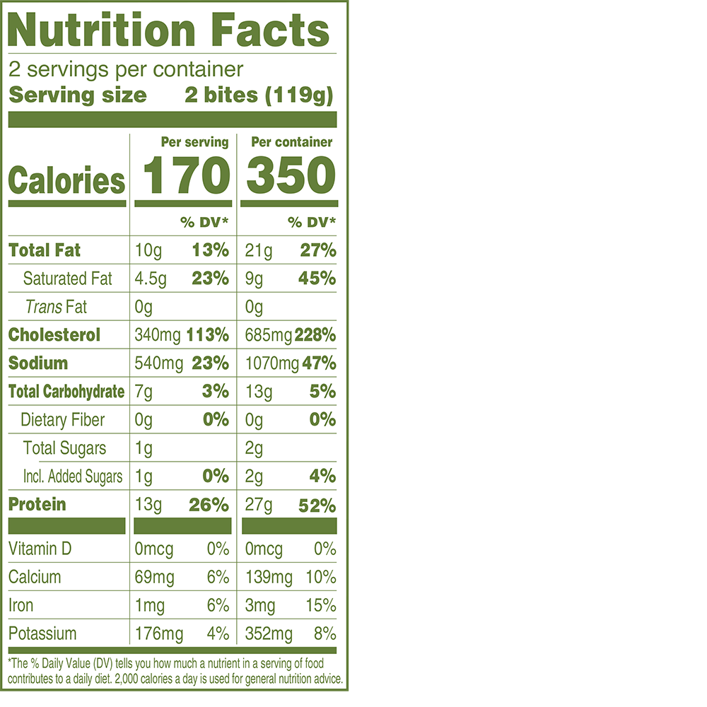 APPLEGATE NATURALS™ Chicken Sausage Red Pepper Onions and Spinach Frittata Bites Nutrition Facts