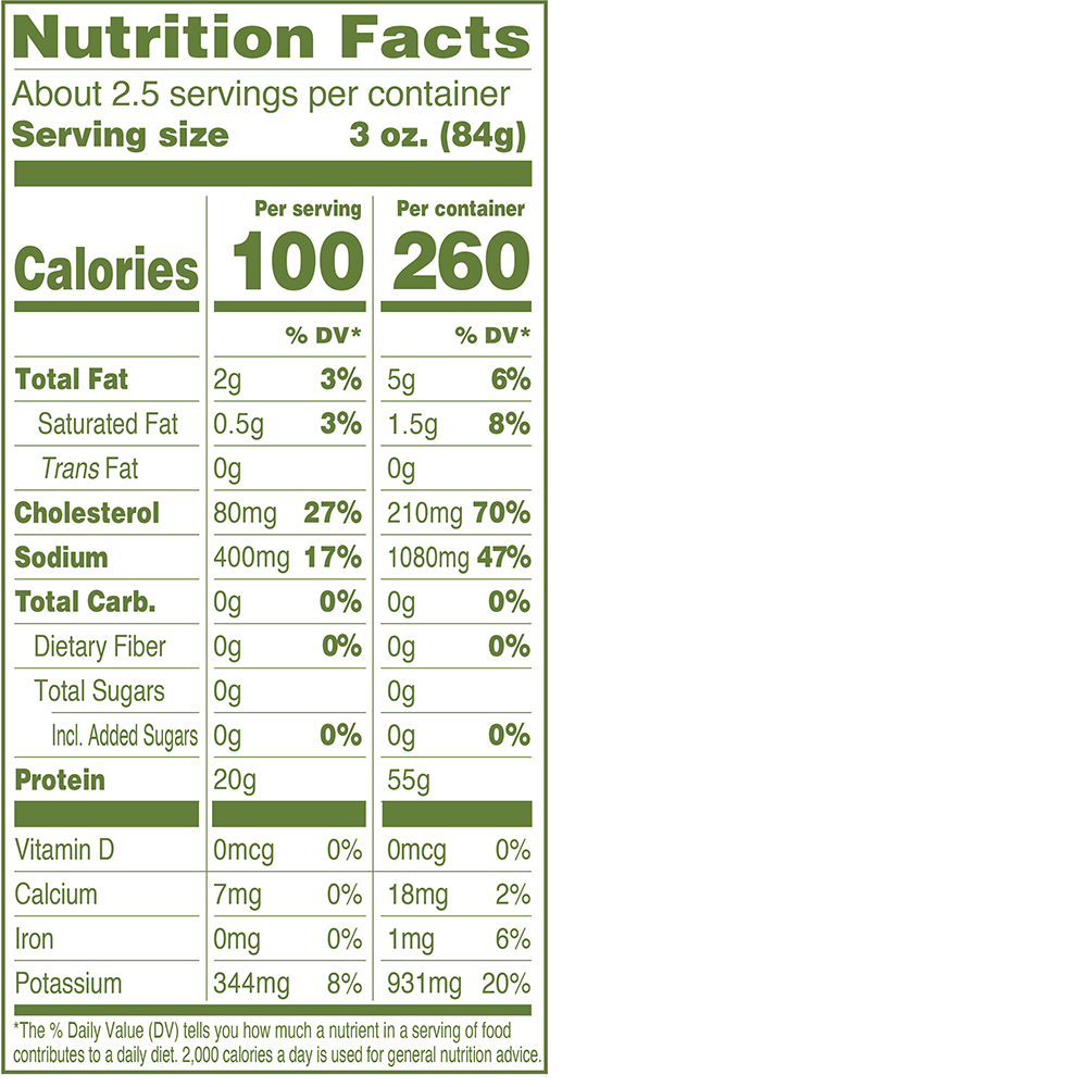 Applegate Naturals® Grilled Chicken Breast Strips Nutrition Facts
